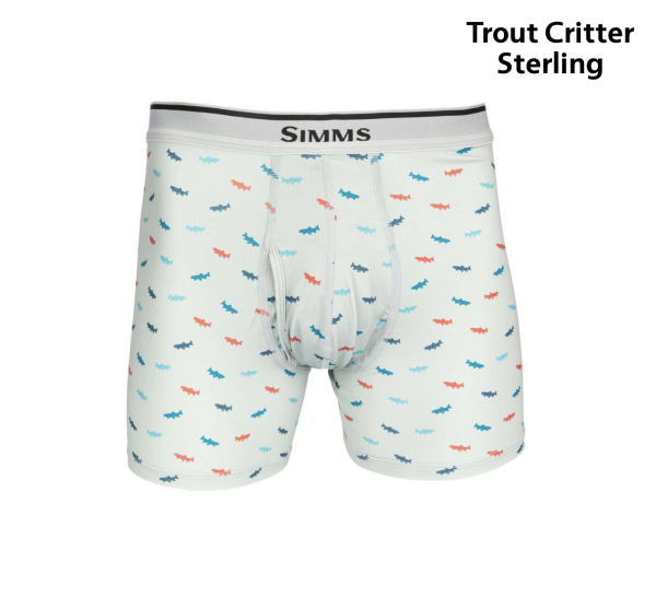 Simms Fishing Boxer Briefs Trout Critter Sterling